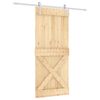 vidaXL Drsna vrata Naravna in bela 90 x 210 cm Masiven borov les