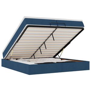 vidaXL Otomanski posteljni okvir z vzmetnicami moder 200x200 cm blago