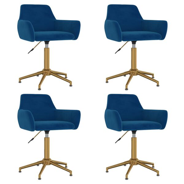 vidaXL Vrtljivi jedilni stoli 4 kosi moder žamet