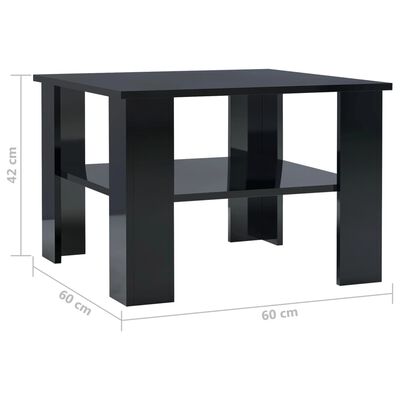 vidaXL Klubska mizica visok sijaj črna 60x60x42 cm iverna plošča