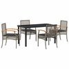 vidaXL Komplet za jedilnico v vrtu 5 pcs Siva poli ratan