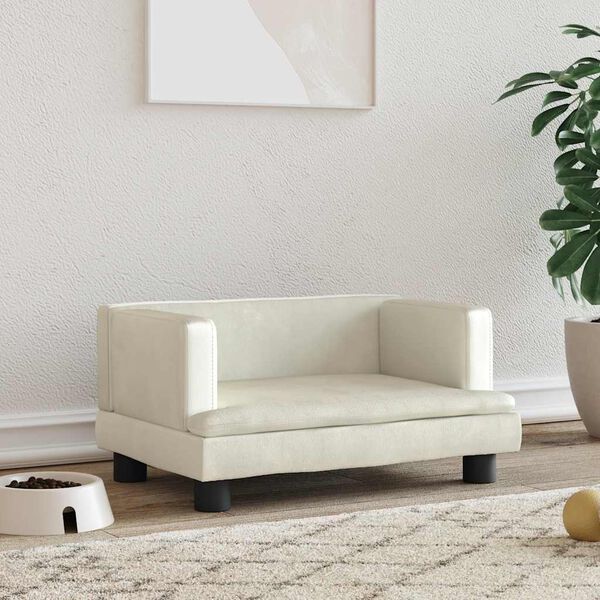 vidaXL Pasja postelja krem 60x40x30 cm žamet