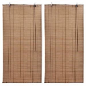 vidaXL Rolo senčilo iz bambusa 2 kosa 100x160 cm rjave barve