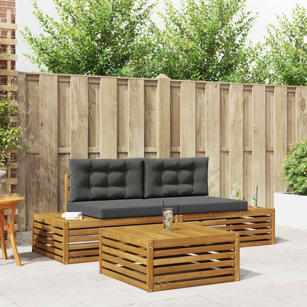 vidaXL Zunanja garnitura za sedenje 3 Kos Naravna in antracitna