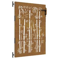vidaXL Vrtna vrata 85x125 cm corten jeklo dizajn bambusa