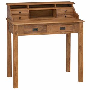 vidaXL Pisalna miza Naravna 89,5 x 49,5 x 100 cm Trden tikov les