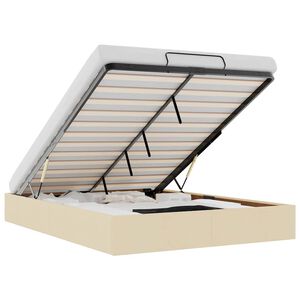 vidaXL Otomanski posteljni okvir brez vzmetnice krem 140x200 cm blago