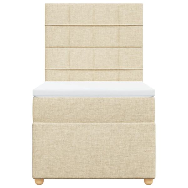 vidaXL Box spring postelja z vzmetnico krem 100x200 cm blago