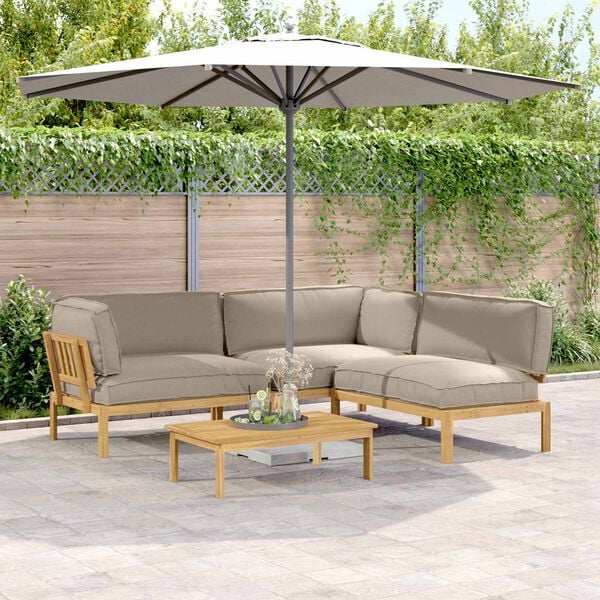 vidaXL Kavčna garnitura z blazino 4 pcs Taupe Masiven les akacije