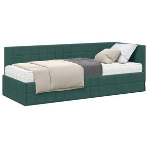 vidaXL Kotni okvir postelje z matrico 2 kos Temno zelena 80 x 200 cm
