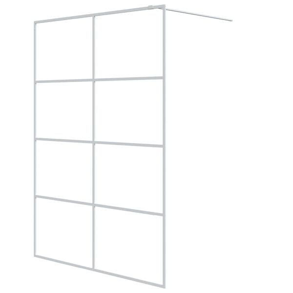 vidaXL Pregrada za tu&scaron; bela 140x195 cm prozorno ESG steklo