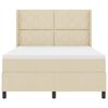 vidaXL LED Box Spring Postelja z vzmetnico krema 160 x 200 cm blago