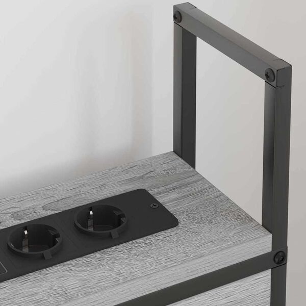 vidaXL Headboard za shranjevanje z postajo za polnjenje Siva sonoma