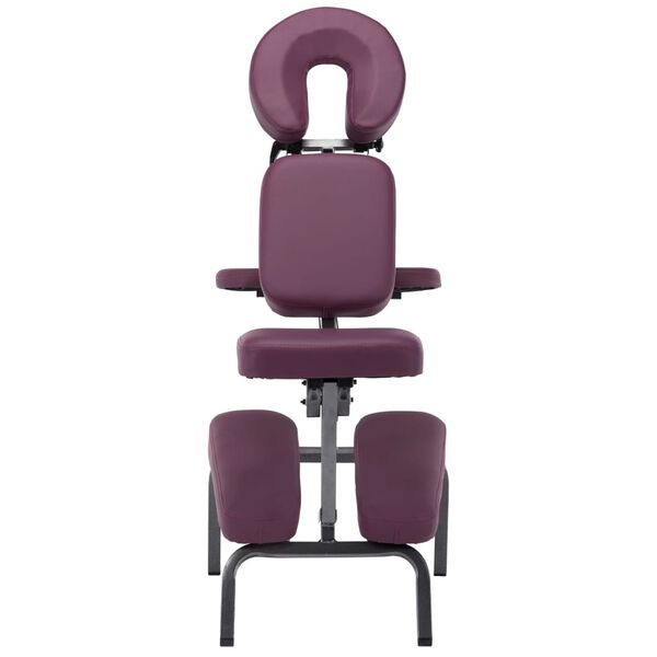 vidaXL Masažni stol umetno usnje bordo rdeč 122x81x48 cm