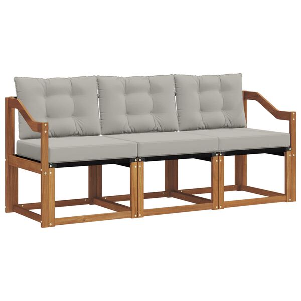 vidaXL Zunanja garnitura za sedenje 3 pcs Naravna in svetlo siva