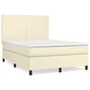 vidaXL Box spring postelja z vzmetnico krem 140x190 cm umetno usnje