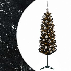 vidaXL Umetno ozko božično drevesce z božično kroglico 120 cm 150 LED