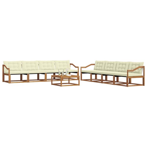 vidaXL Zunanja garnitura za sedenje z blazino 9 pcs Naravna in smetana