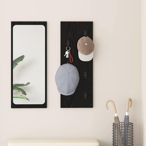 vidaXL Nadwyčajna obešalnik za plašče Črni hrast 30 x 1.5 x 80 cm