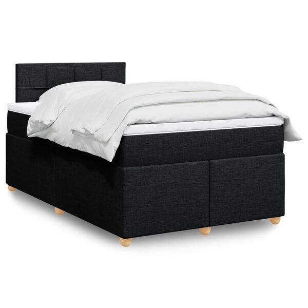 vidaXL Box spring postelja z vzmetnico črna 120x190 cm blago