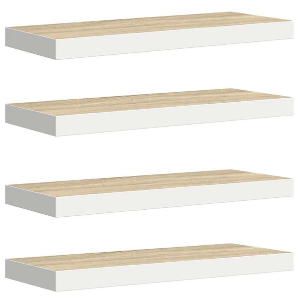 vidaXL Stenske police 4 kosi hrast in bele 60x23,5x3,8 cm MDF