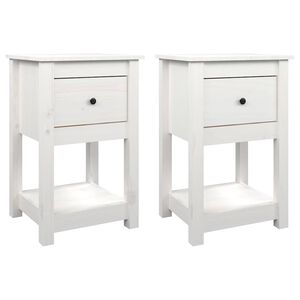 vidaXL Nočna omarica 2 kosa bela 40x35x61,5 cm trdna borovina