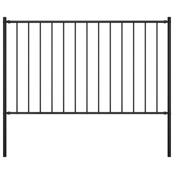 vidaXL Ograjni panel s stebrički prašno barvano jeklo 1,81 x 1 m črne barve