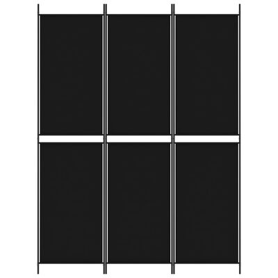 vidaXL Paravan 3-delni 150x200 cm črna blago