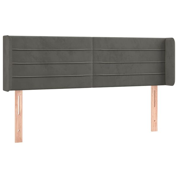 vidaXL LED posteljno vzglavje temno sivo 147x16x78/88 cm žamet