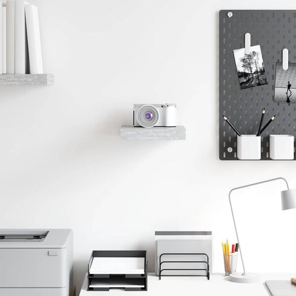 vidaXL Stenska polica betonsko siva 23x23,5x3,8 cm MDF