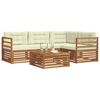 vidaXL Zunanja garnitura za sedenje z blazino 5 pcs Naravna in smetana