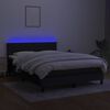 vidaXL Box spring postelja z vzmetnico LED črna 140x190 cm blago
