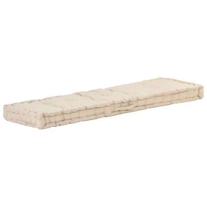 vidaXL Talna sedežna blazina za paleto bombaž 120x40x7 cm bež