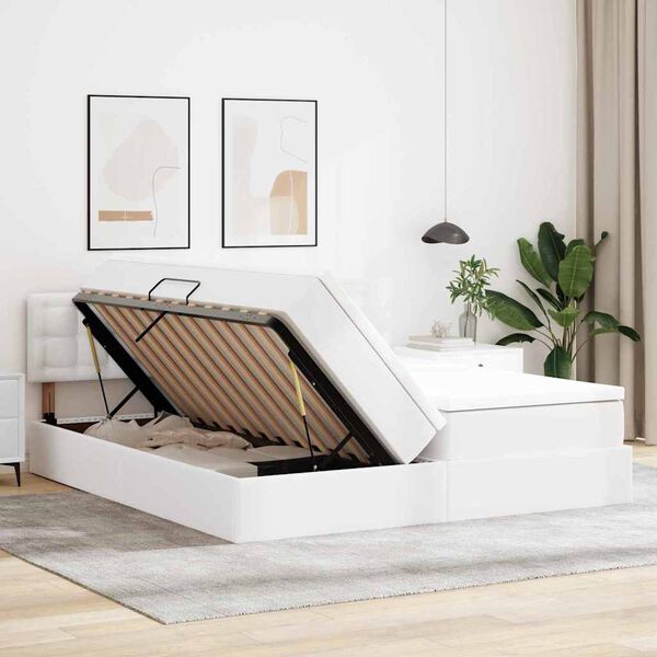 vidaXL Postelja z dodatnim prostorom za shranjevanje in LED osvetlitvijo