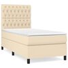 vidaXL Box spring postelja z vzmetnico krem 90x200 cm blago