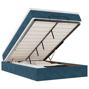 vidaXL Otomanska postelja z vzmetnico temno modra 120x190 cm žamet
