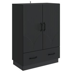 vidaXL Strani &scaron;al s predalom Črna 66 x 34,5 x 92 cm Inženirski les