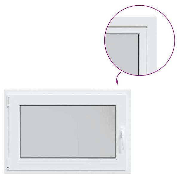 vidaXL Kletno okno "RISOR" 90x70 cm vrtljivo-nagibno DIN levo belo