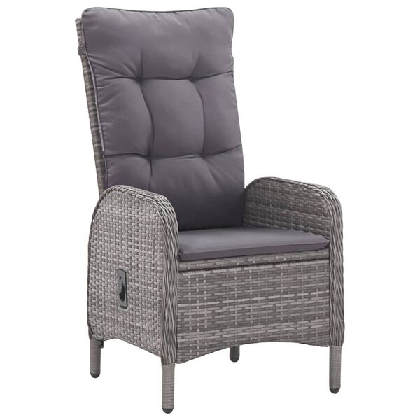 vidaXL Vrtna jedilna garnitura 5-delna poli ratan in akacijev les siva