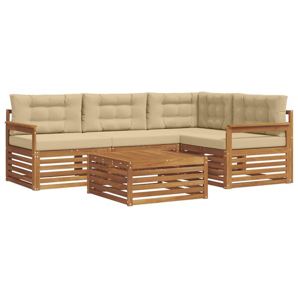 vidaXL Zunanja garnitura za sedenje z blazino 5 pcs Naravna in bež