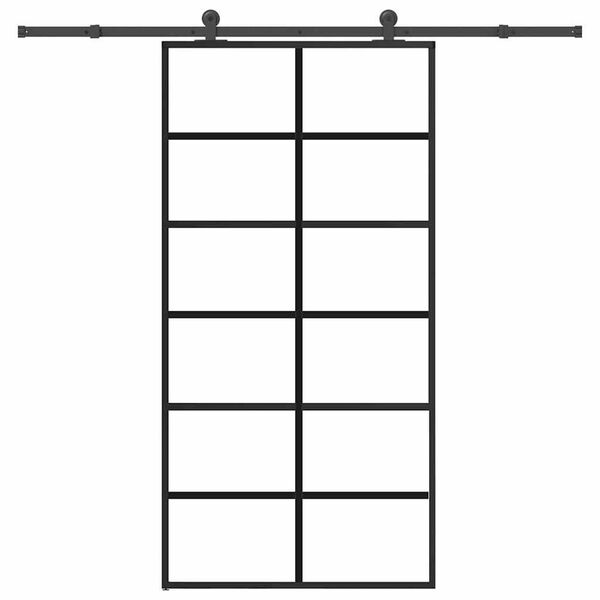 vidaXL Drsna vrata z opremo ESG steklo in aluminij 102x205 cm