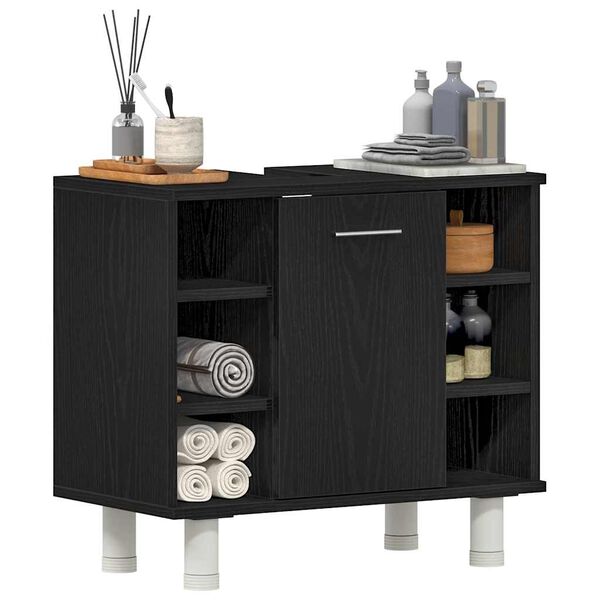 vidaXL Kopalni&scaron;ka omarica s polico Črna Orehovina 60 x 32 x 54 cm