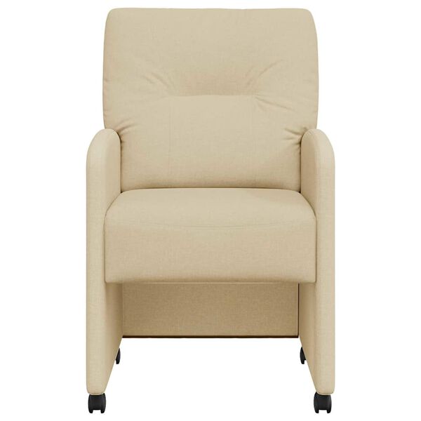 vidaXL Jedilni stoli s kolesi 2 pcs krema 57 x 67 x 95 cm blago