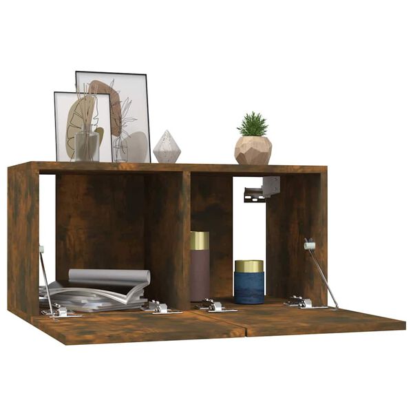 vidaXL Viseča TV omarica 2 kosa dimljen hrast 60x30x30 cm