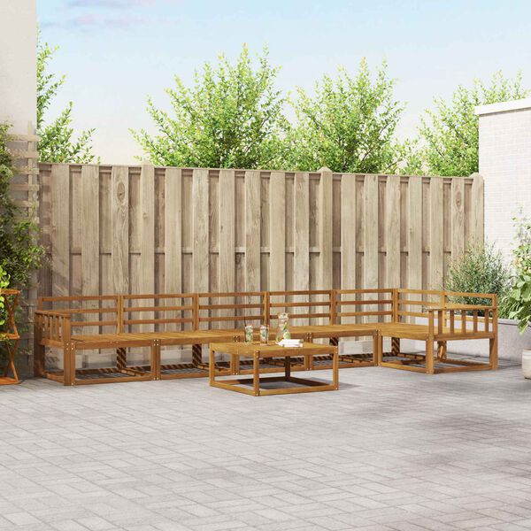 vidaXL Zunanja garnitura za sedenje 7 pcs Naravna Masiven les akacije