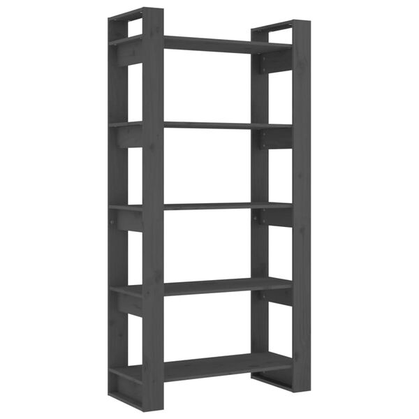 vidaXL Knjižna omara/pregrada siva 80x35x160 cm trden les