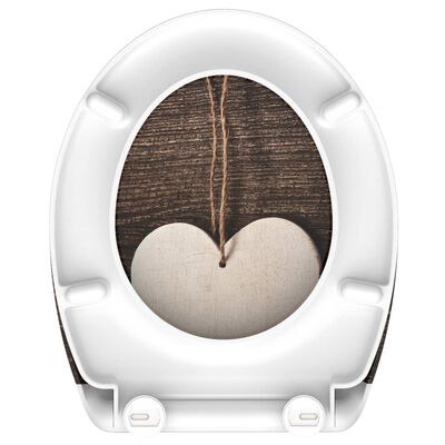 SCHÜTTE Deska za WC školjko s počasnim zapiranjem WOOD HEART potisk