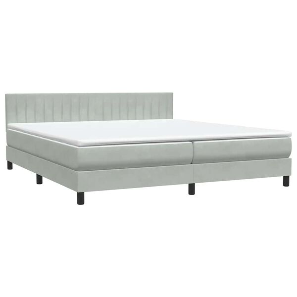vidaXL Box spring postelja z vzmetnico svetlo siva 180x210 cm žamet