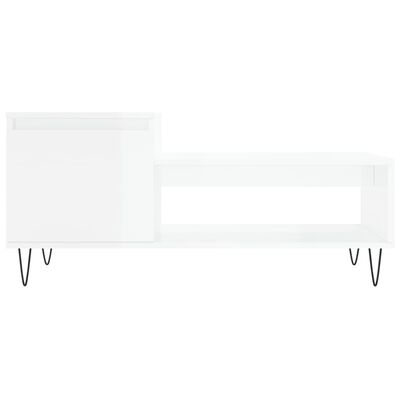vidaXL Klubska mizica visok sijaj bela 100x50x45 cm inženirski les