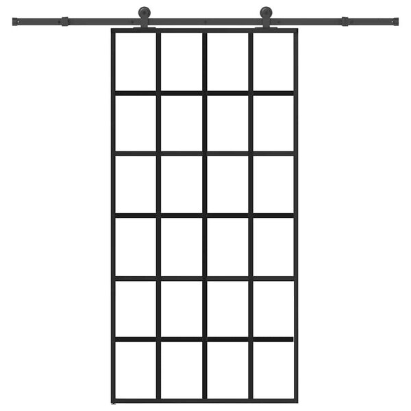 vidaXL Drsna vrata z opremo ESG steklo in aluminij 102x205 cm